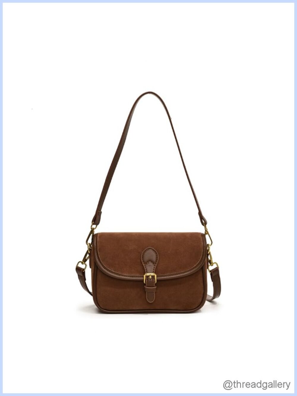 Suede Saddle Bag Small Crossbody Purse Antique Gold Buckle Flip Cover